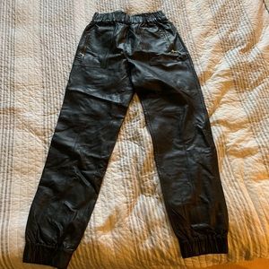 Christian Siriano leather pant with elastic waist